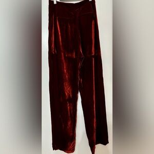 BCBGMAXAZRIA Colton Burnt Orange Velvet Wide Leg Pants Size XS Goth witchy vamp